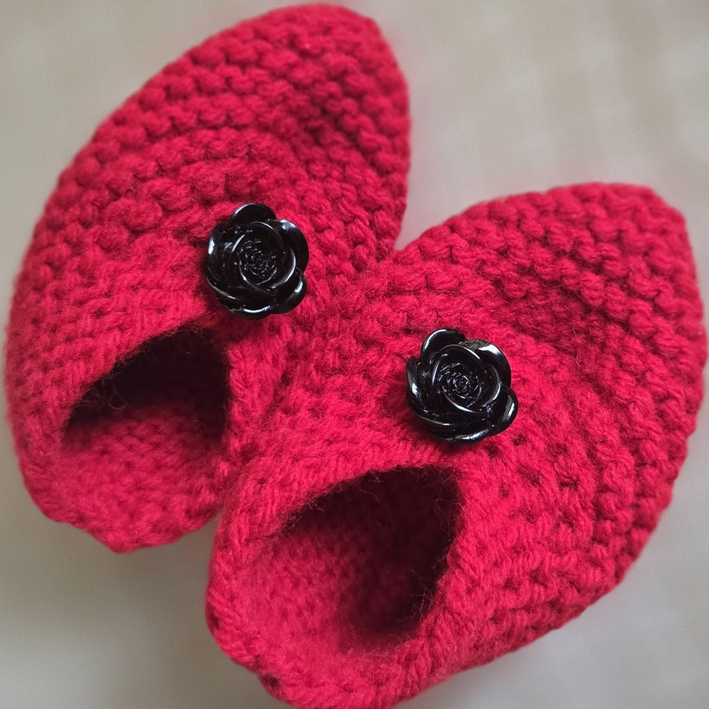 Handmade Red Knitted Kids Shoes